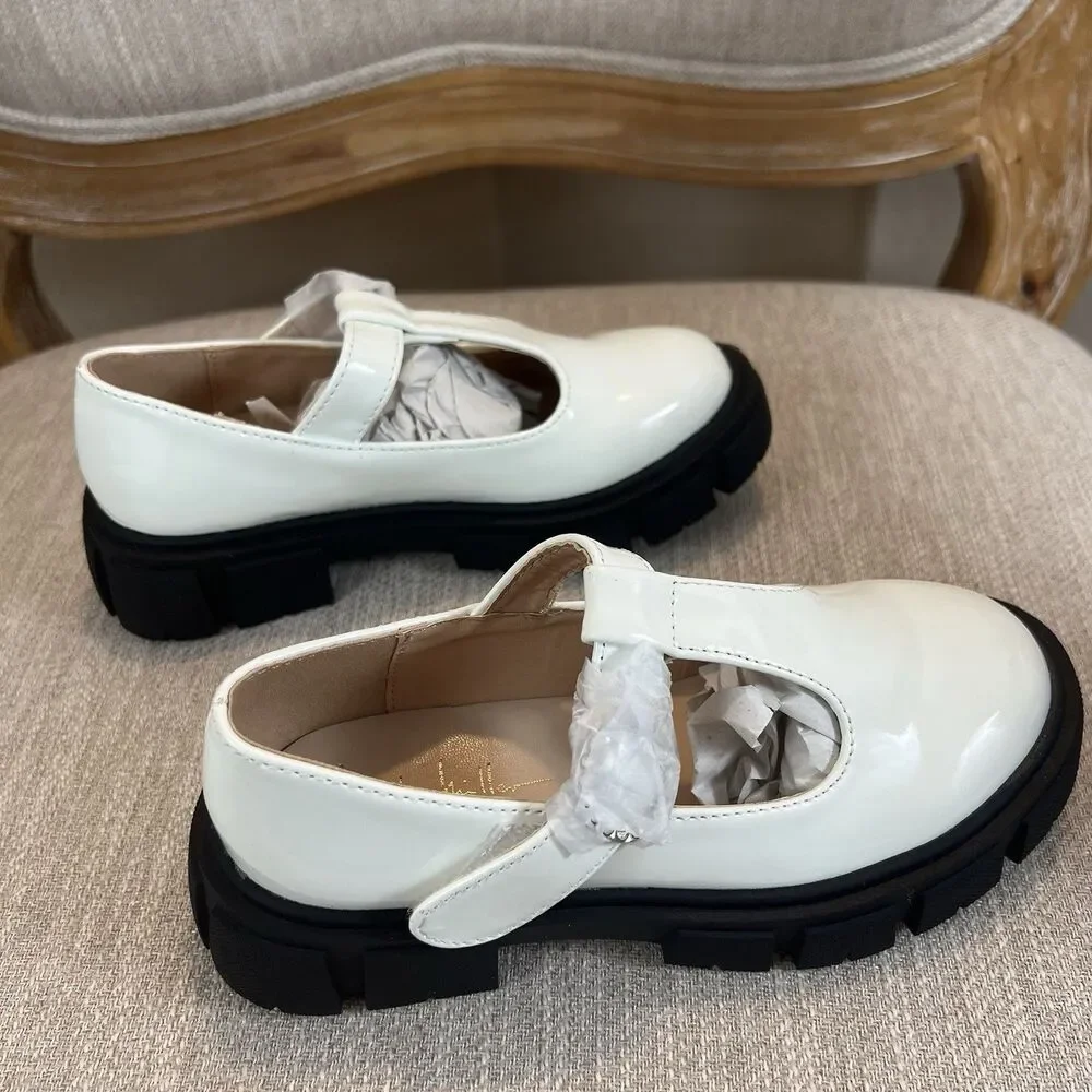 Nicole Miller White Mary Jane Chunky Lug sole coquette y2k tstrap academia sz 12